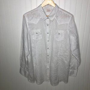 Ariat White Burnout Button Down Shirt Womens XXL
